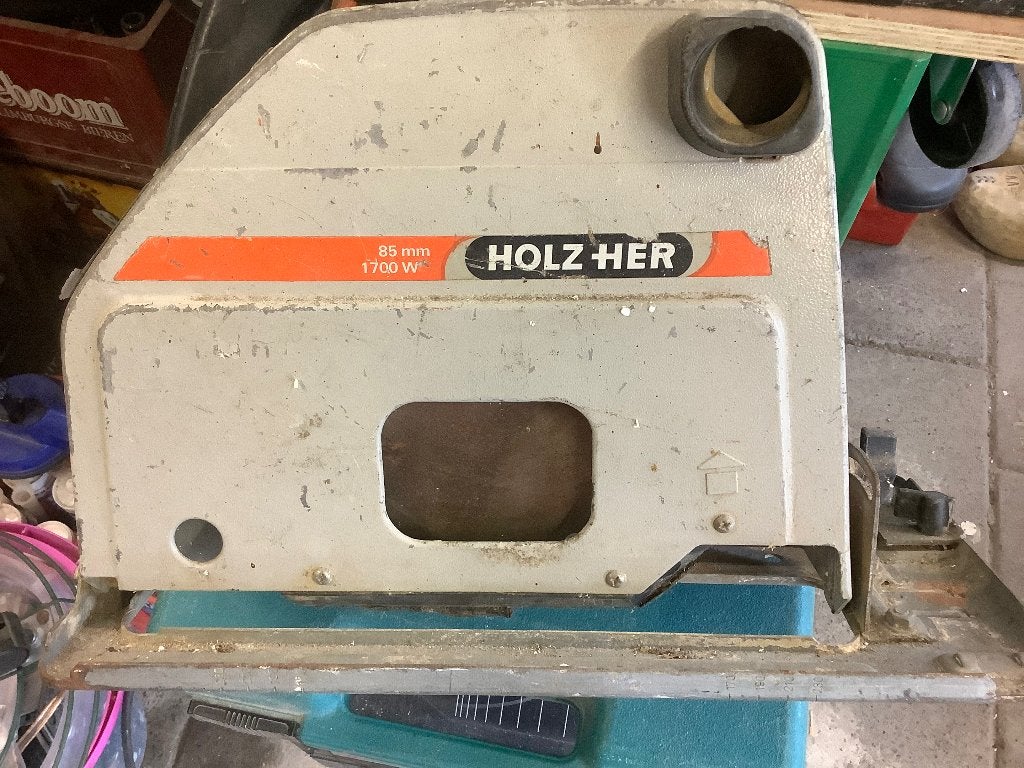 Grote holzher zaagmachine, Gebruikt, 70 mm of meer, Ophalen of Verzenden, Afkortzaag