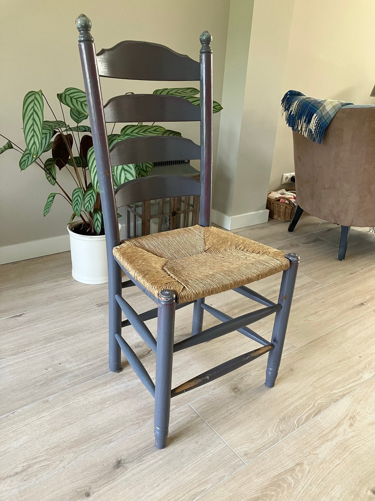4 knopstoelen met biezen zitting, Antiek en Kunst, Ophalen
