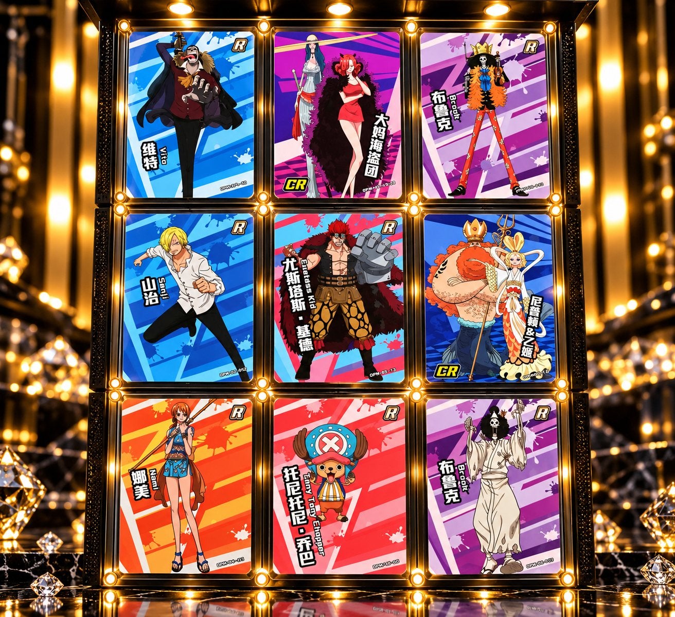 One Piece All-Stars – 9 Iconische Character Cards, Verzenden, Zo goed als nieuw, Meerdere kaarten, Foil