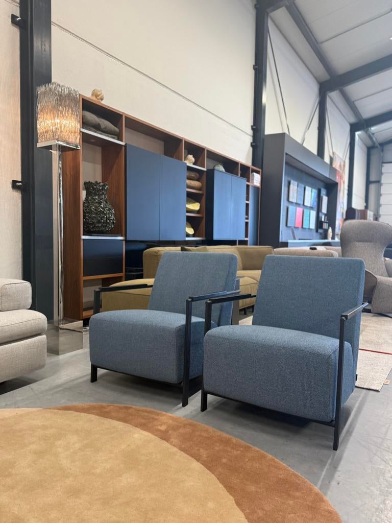 1 Nieuw Harvink Alowa Fauteuil Monza blauw stof Design Stoel, Harvink, Nieuw, 75 tot 100 cm, Ophalen of Verzenden