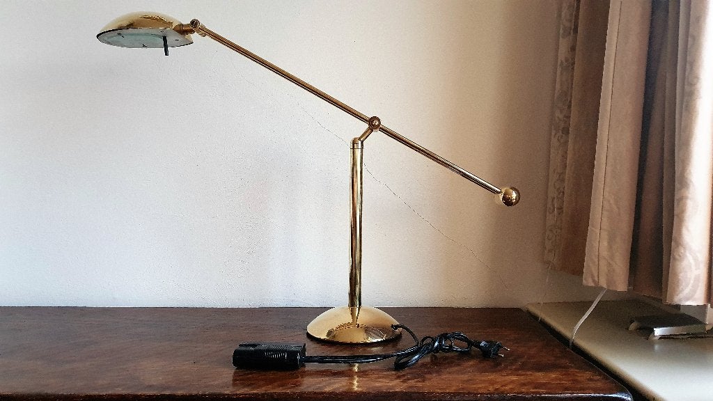 HUSTADT LEUCHTEN messing bureaulamp/tafellamp met dimmer, Ophalen, Zo goed als nieuw, Metaal