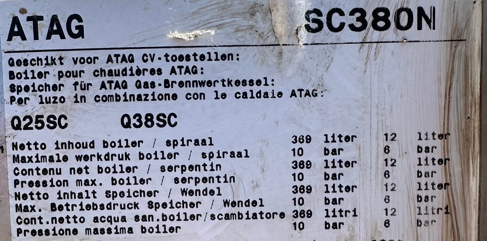 ATAG RVS Boiler 400 Liter met 3x 22mm warmtewisselaars, 100 liter of meer, Boiler, Ophalen of Verzenden, Minder dan 3 jaar oud
