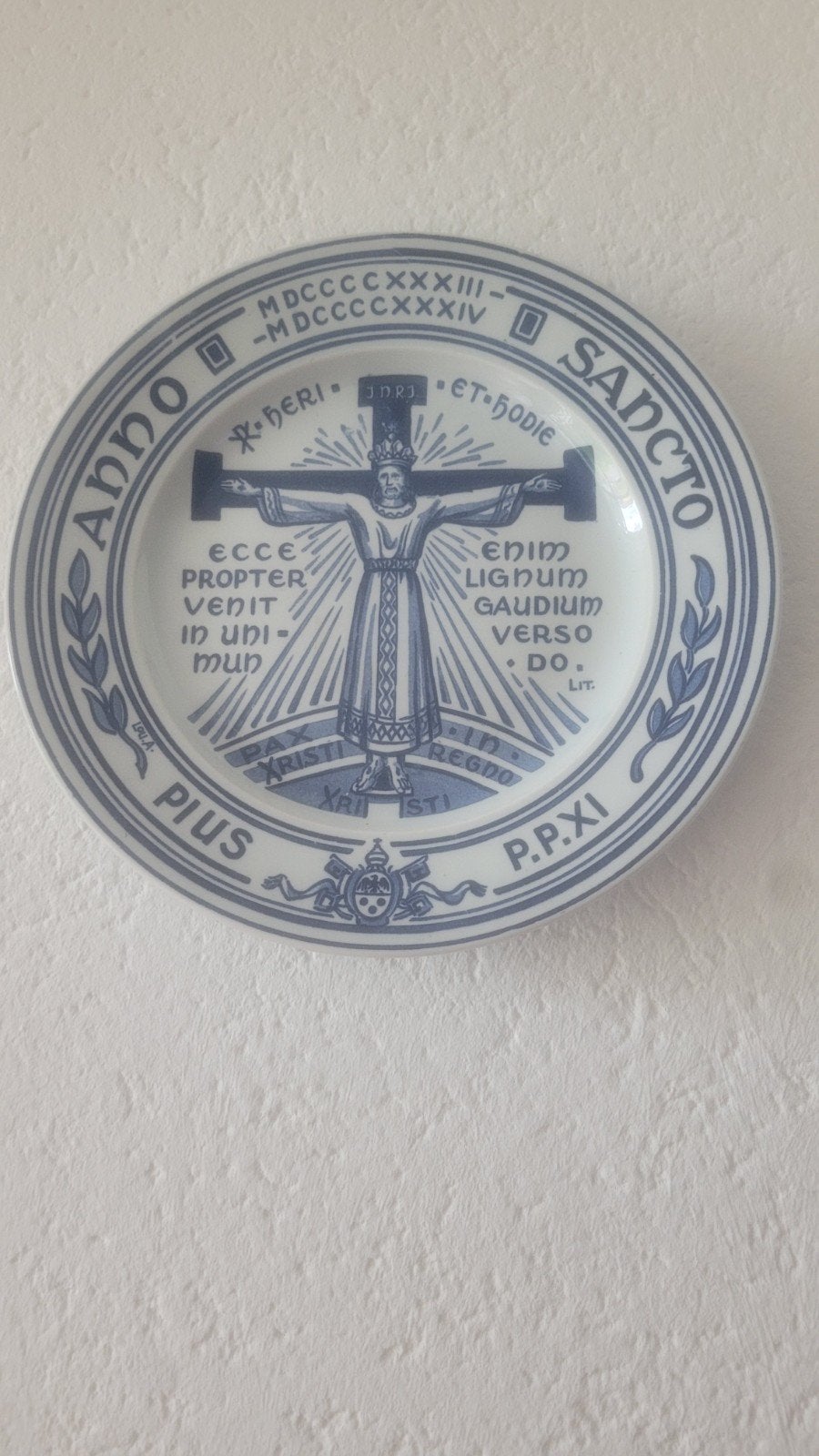 religieus bord Paus Pius XI, Antiek en Kunst, Ophalen of Verzenden