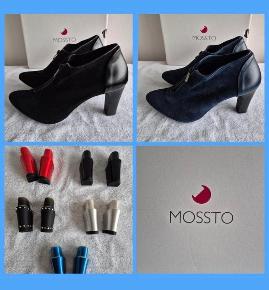 2x dames 40,5 Mossto laarsjes zwart/ blauw verwisselbare hak, Kleding | Dames, Schoenen, Zwart, Lage of Enkellaarzen, Ophalen of Verzenden