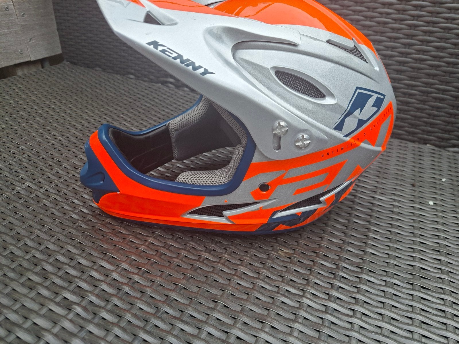 Kenny BMX Downhill Helm Maat S Oranje Grijs, Gebruikt, Jongen of Meisje, Kenny, Ophalen