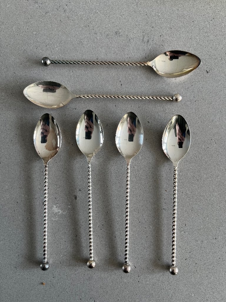 6 verzilverde theelepels, Antiek en Kunst, Antiek | Bestek, Ophalen of Verzenden