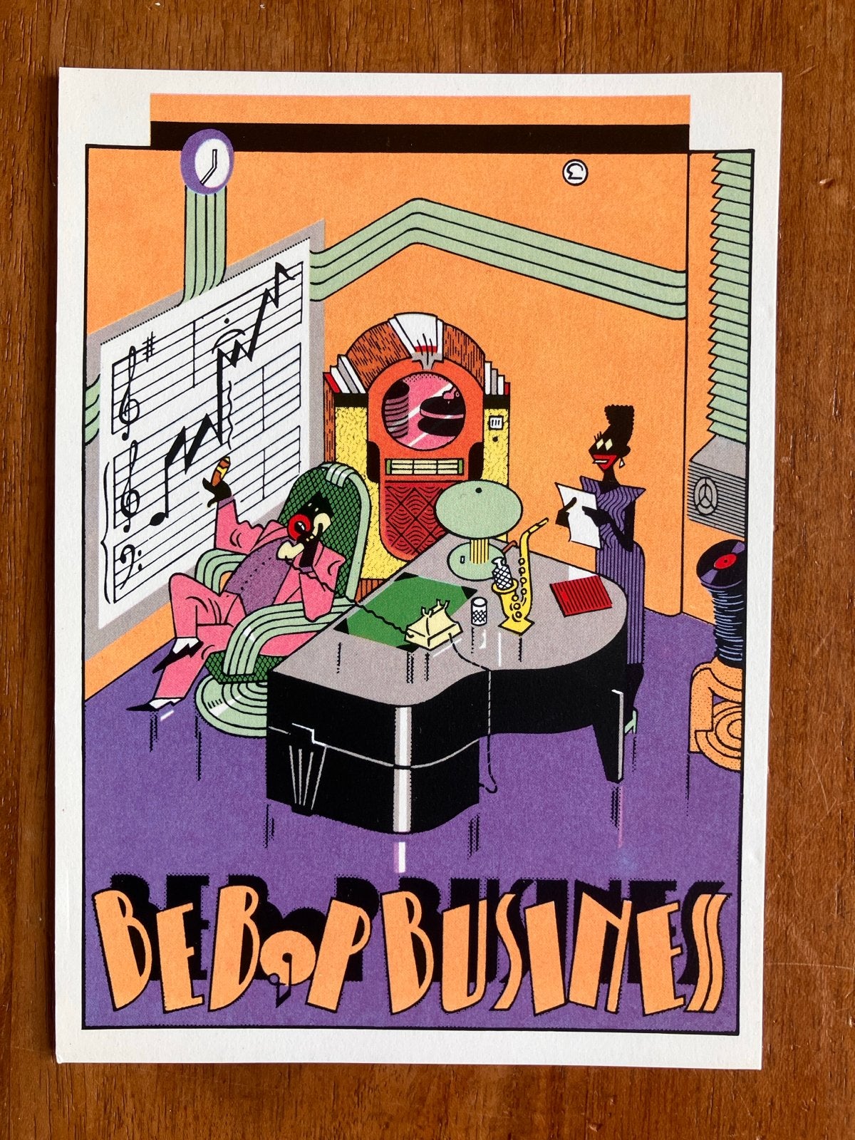 Vintage Ansichtkaart Bebop Business Ever Meulen 1979, Ophalen of Verzenden, 1980 tot heden, Ongelopen, Muziek