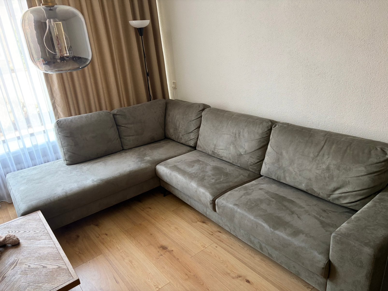 Hoekbank microleder, Huis en Inrichting, Ophalen, Zo goed als nieuw