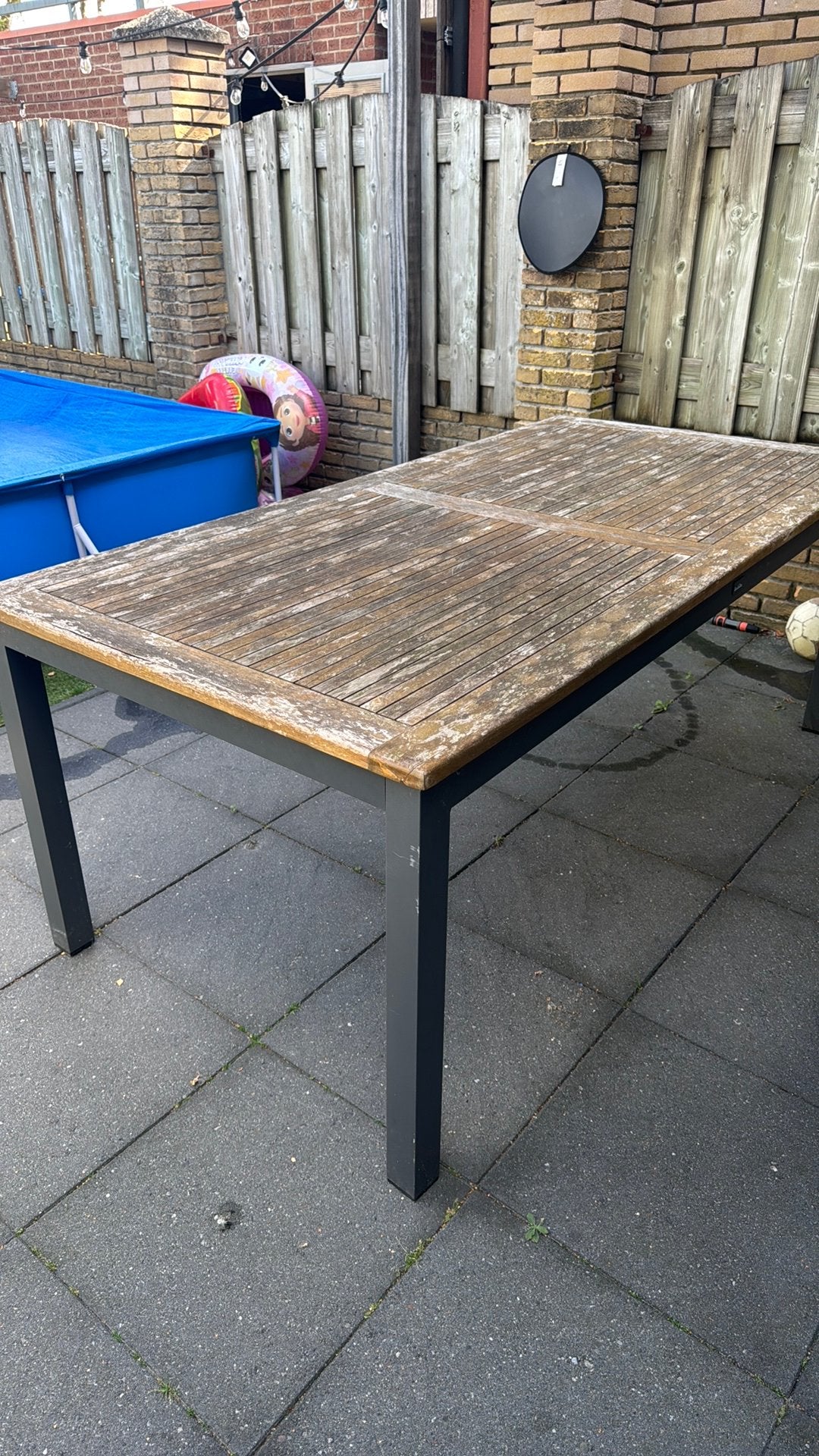 Bois le Duc tuintafel 200 x 100 cm – teak/aluminium, Ophalen, Zo goed als nieuw, Rechthoekig, Teakhout