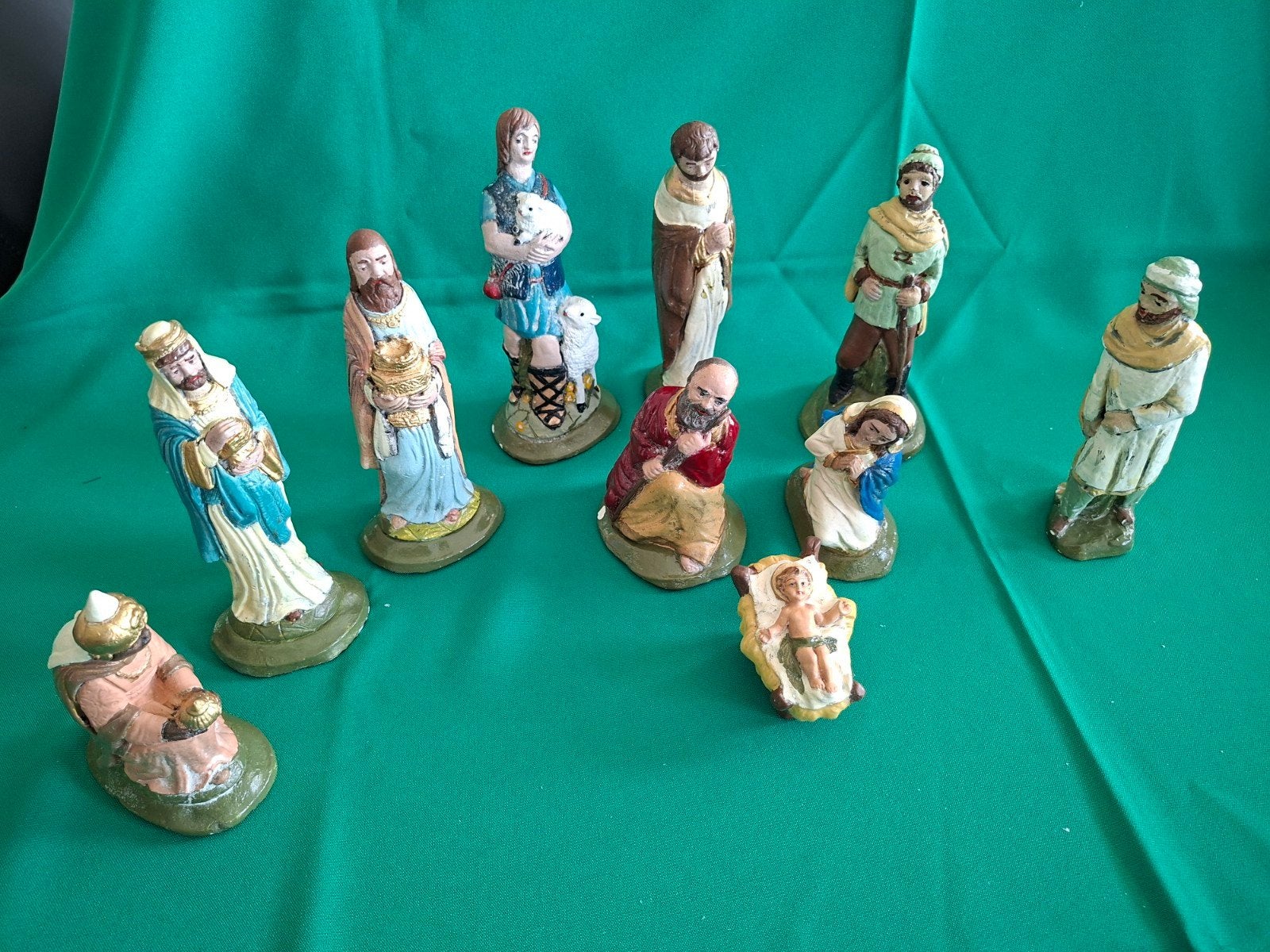 Complete Kerststal Beeldenset - 10 Stuks, Ophalen of Verzenden, Gebruikt, Beeld(je), Christendom | Katholiek