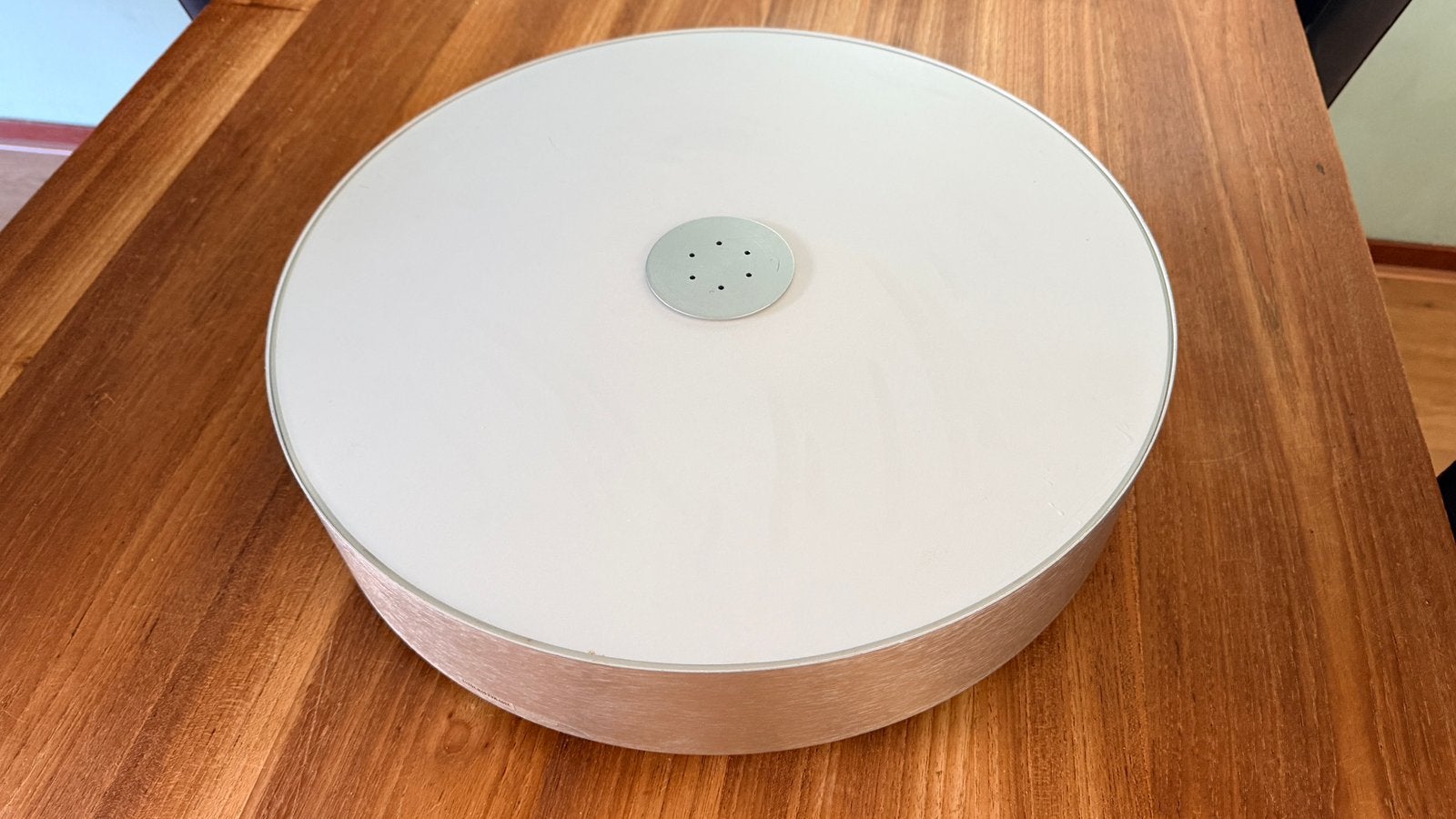 Philips Fair ronde design plafondlamp aluminium, Ophalen of Verzenden, Gebruikt, Glas