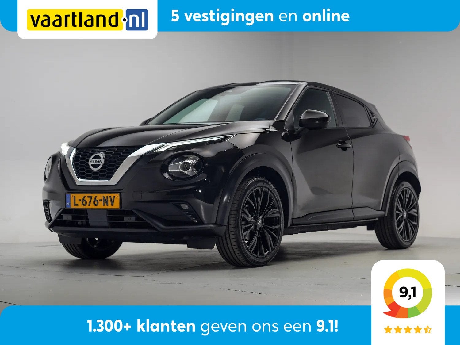 Nissan Juke 1.0 DIG-T Enigma [ Clima Navi Apple Carplay/Andr, Zwart, Origineel Nederlands, Bedrijf, Handgeschakeld