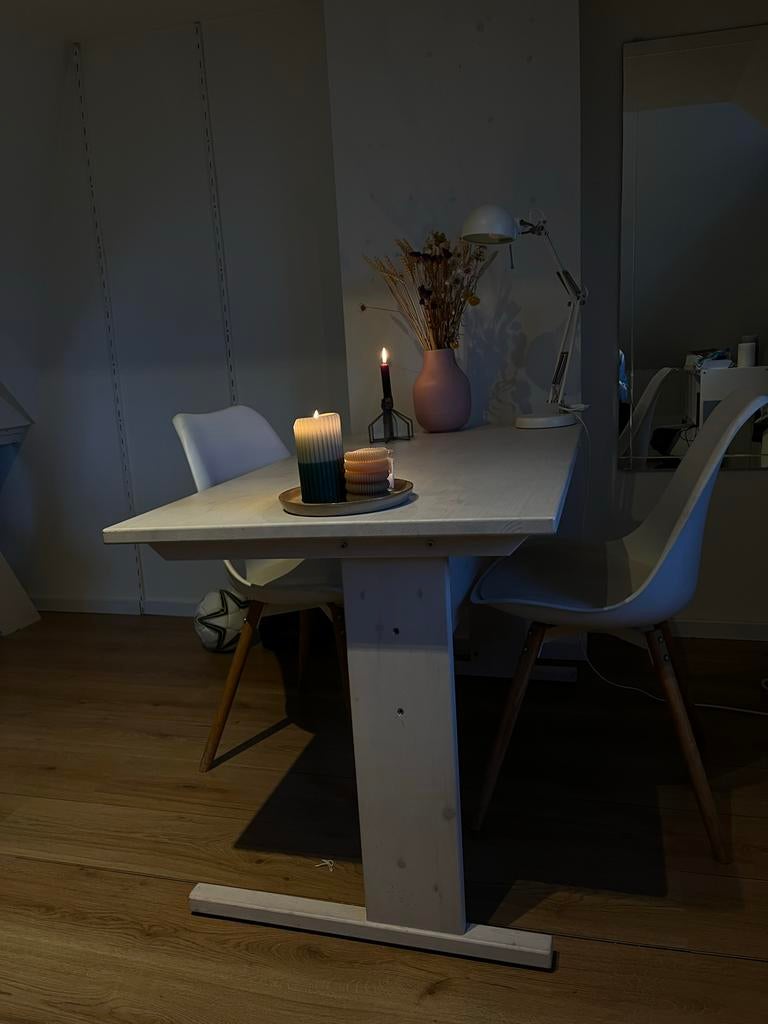Stevige houten bureau tafel - goed voor thuiswerkplek, Ophalen, Gebruikt