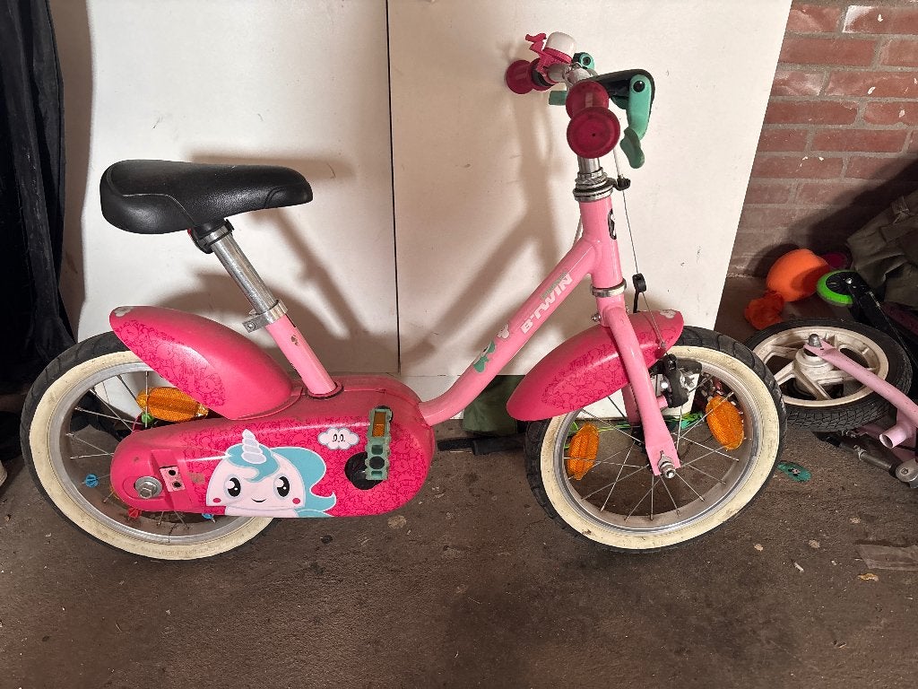 Leuke unicorn fiets 12 inch, Ophalen, Zo goed als nieuw, Minder dan 16 inch, Zijwieltjes
