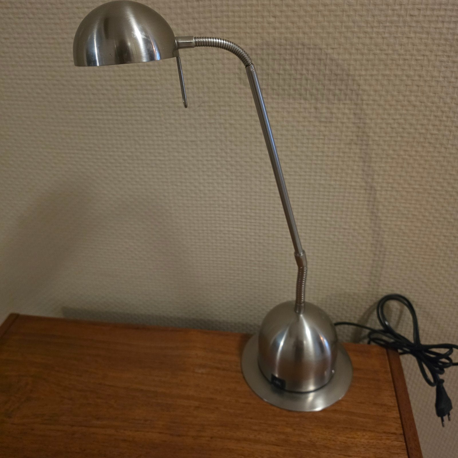 Vintage Bureaulamp Mat Chroom Halogeen Zwanenhals, Ophalen of Verzenden, Metaal