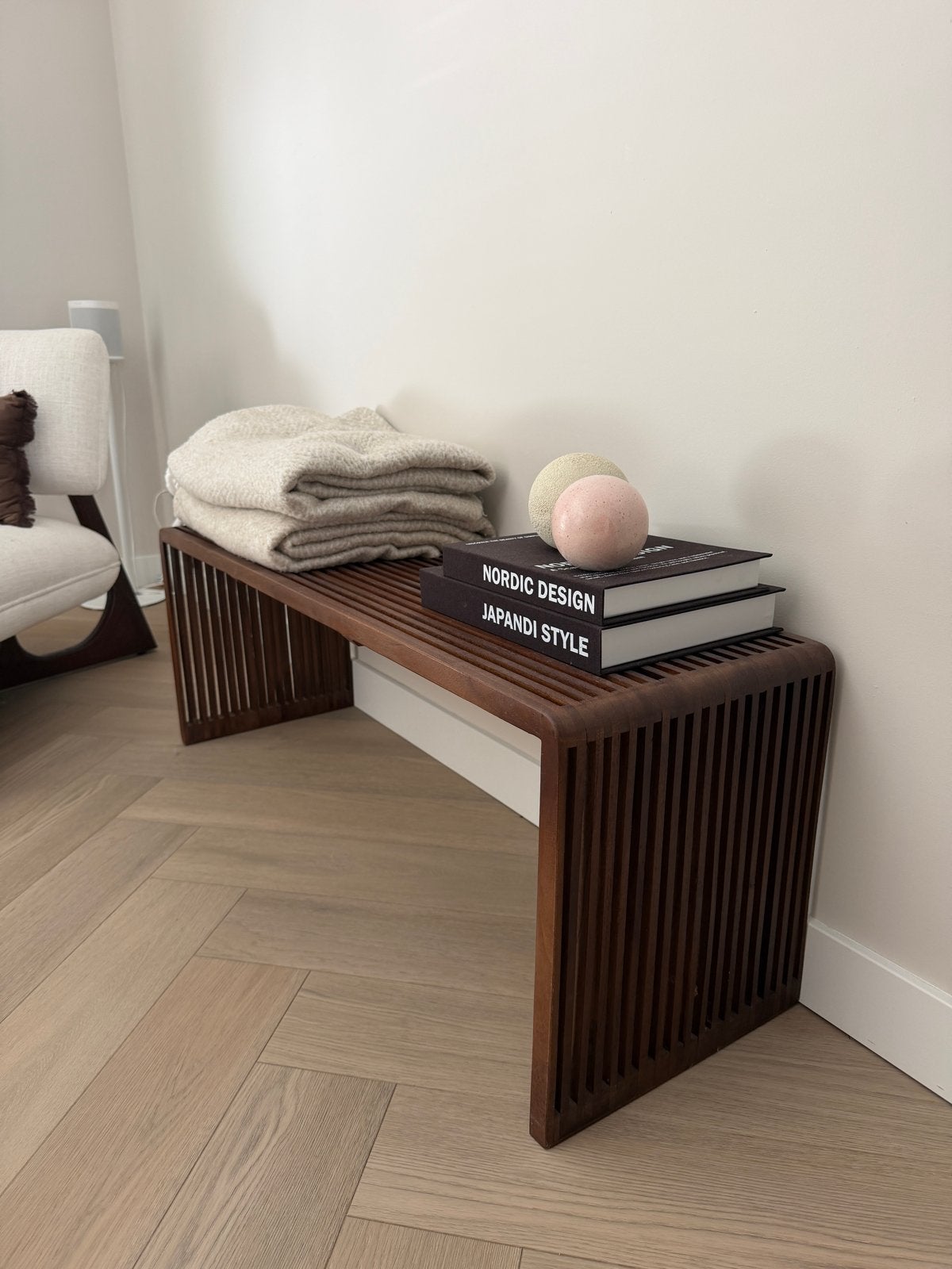 Obi home - donker Teakhouten Bankje - 114x35x41 cm, Ophalen, Rechthoekig, 75 cm of meer, 60 cm of meer