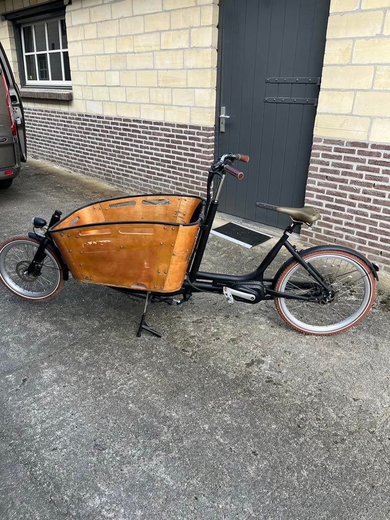 Bakfiets met houten bak - Ideaal voor kinderen/goederen, Gebruikt, 2 kinderen, Schijfrem, Ophalen