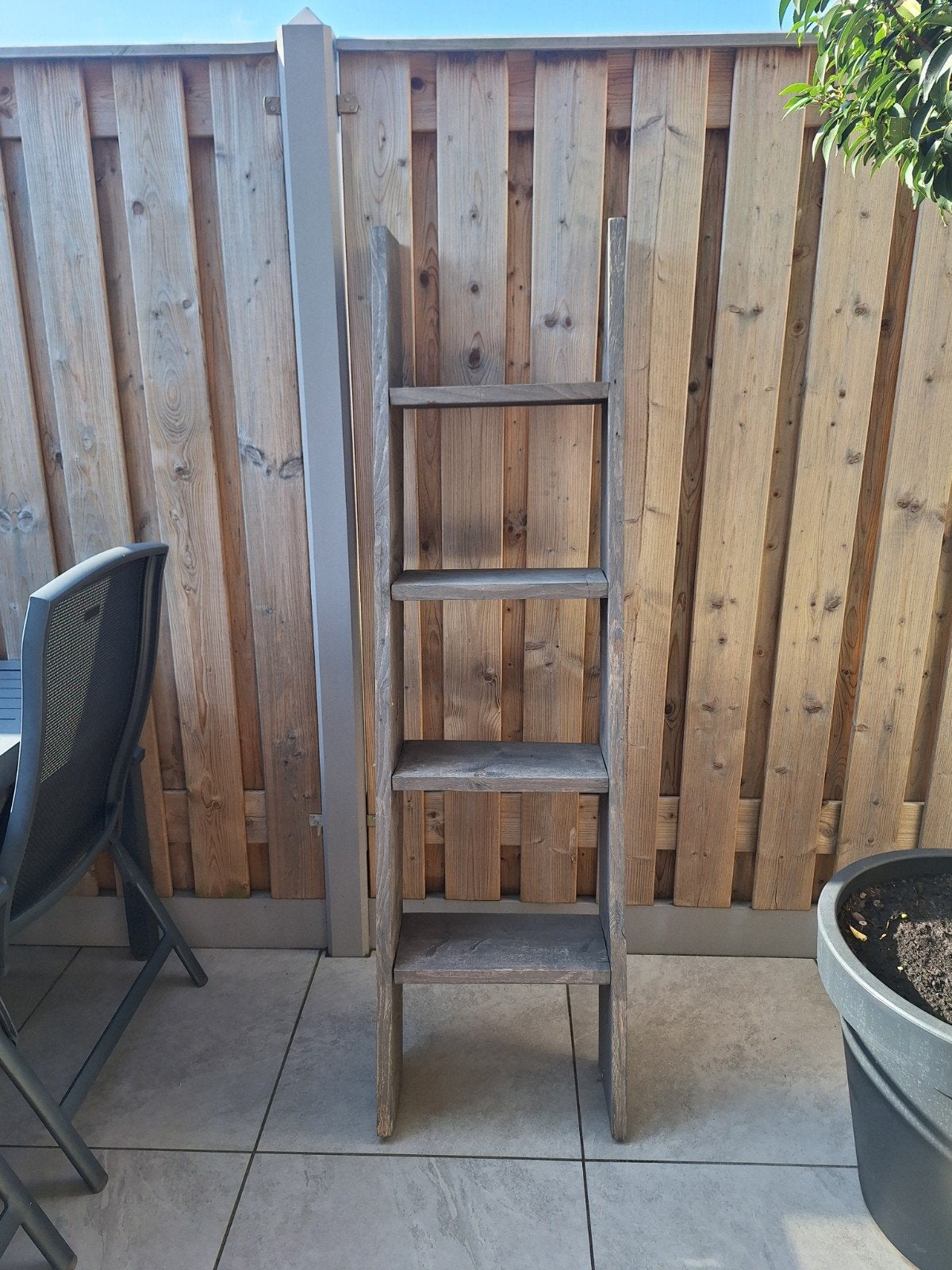 Gebeitst steigerhout rek / ladder/trap, Ophalen, Gebruikt