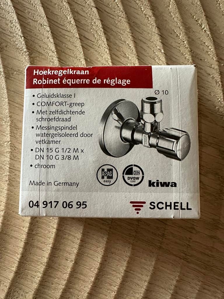 Schell hoekregelkraan - hoekstopkraan -NIEUW-, Ophalen of Verzenden, Nieuw, Chroom, Wastafel