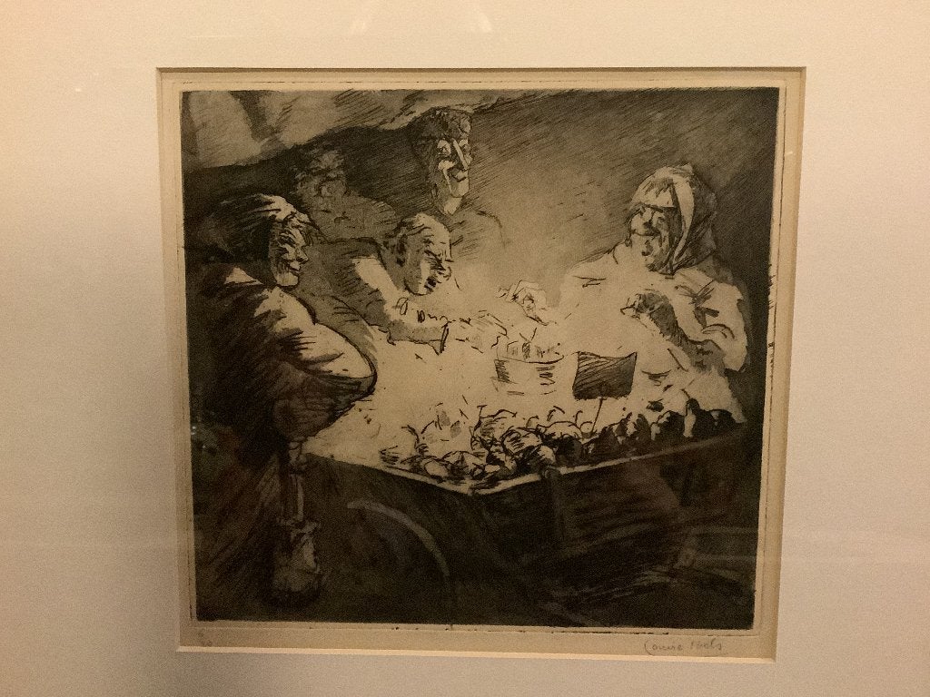 Marktkraam, Dagelijks leven, Ets, Ingelijst, Ophalen of Verzenden