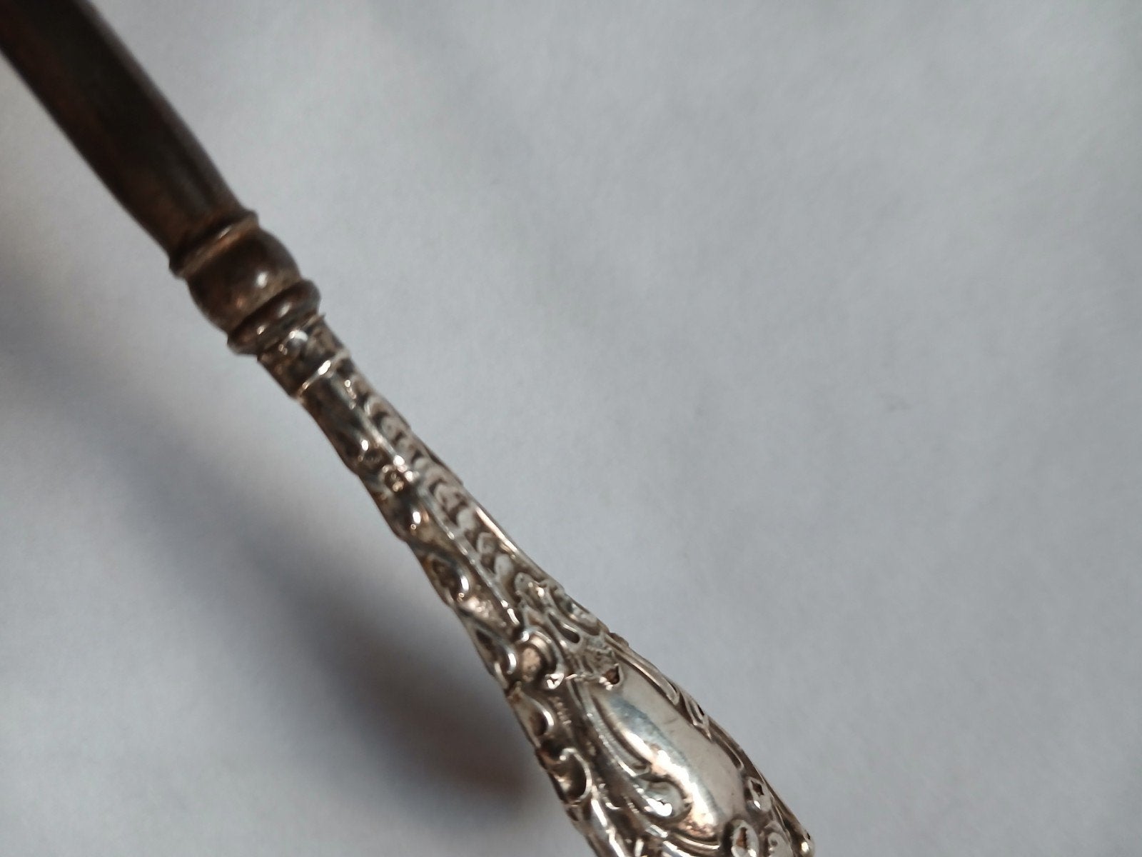 antiek zilver veterhaak corsethaak knopenhaak knoophaakje, Ophalen, Zilver