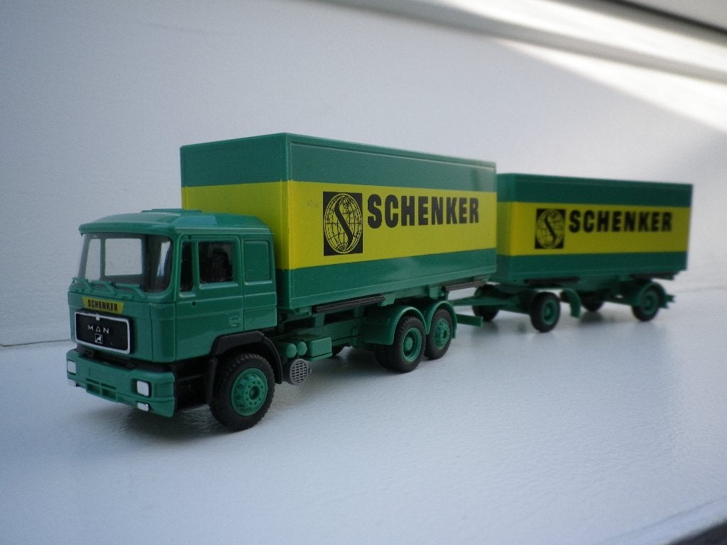Herpa MAN F90 dichte wisselbak combinatie Schenker., Ophalen of Verzenden, Zo goed als nieuw, Bus of Vrachtwagen, Herpa