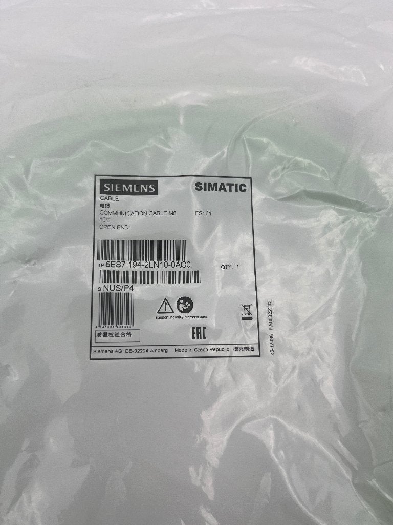 Siemens 6ES7194-2LN10-0AC0 bus cable for ET connection M8, Verzenden, Nieuw, Siemens Prinses Beatrixlaan 800, 2595 BN Den Haag info@siemens.com