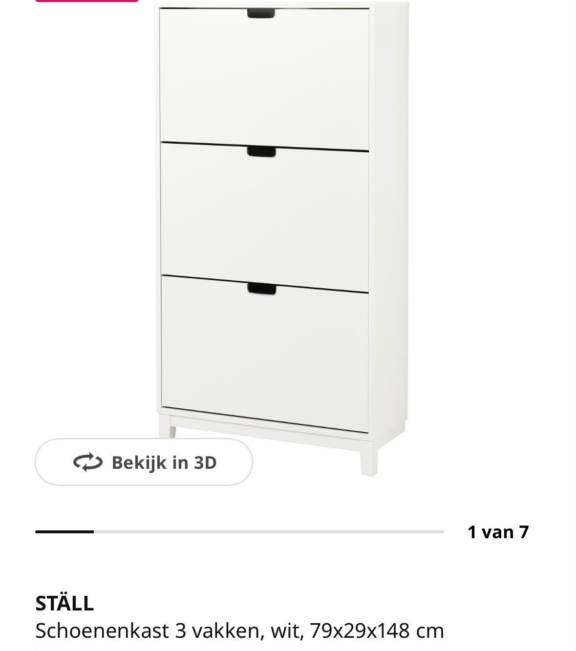 IKEA STÄLL Schoenenkast 3 vakken, wit, Huis en Inrichting, Ophalen, Gebruikt