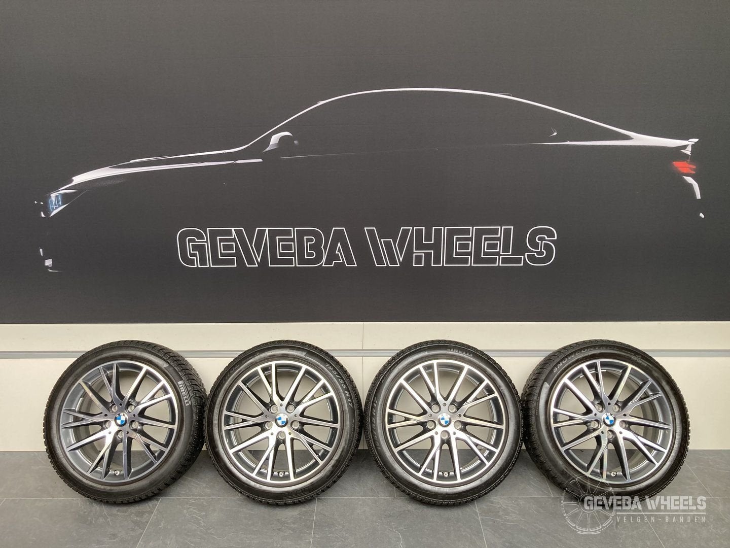 17” originele BMW 1 F40 / 2 F44 velgen + winterbanden 5x112, Gebruikt, -, -, Banden en Velgen