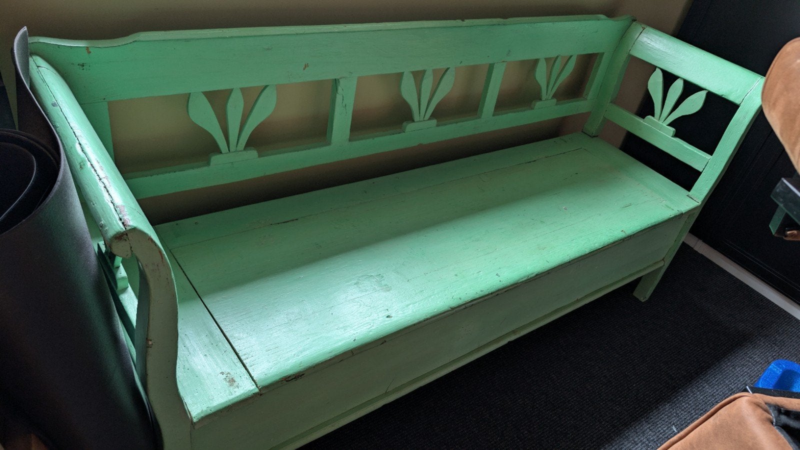 Antieke kerkbank / klepbank met opbergruimte - unieke lengte, Antiek en Kunst, Antiek | Meubels | Stoelen en Banken, Ophalen