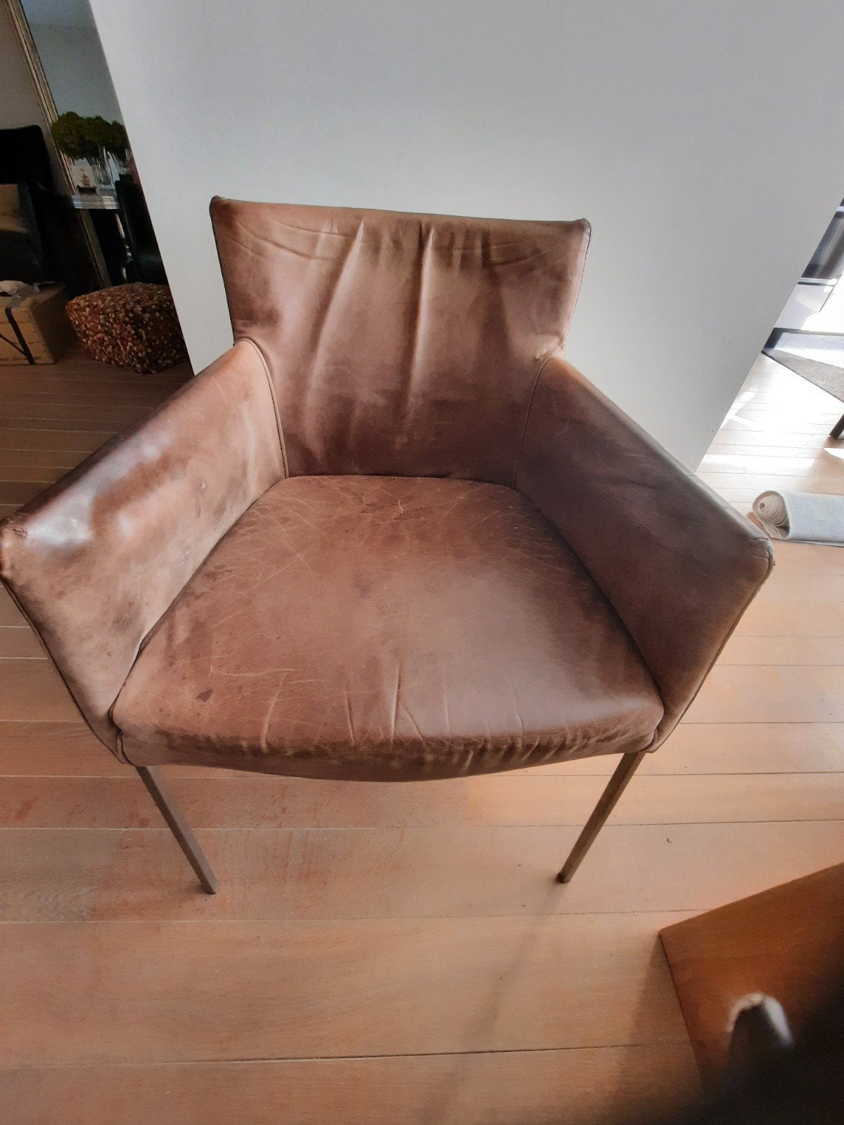 6 (eet)kamerstoelen/fauteuils, Ophalen, Gebruikt, Minder dan 75 cm, Leer