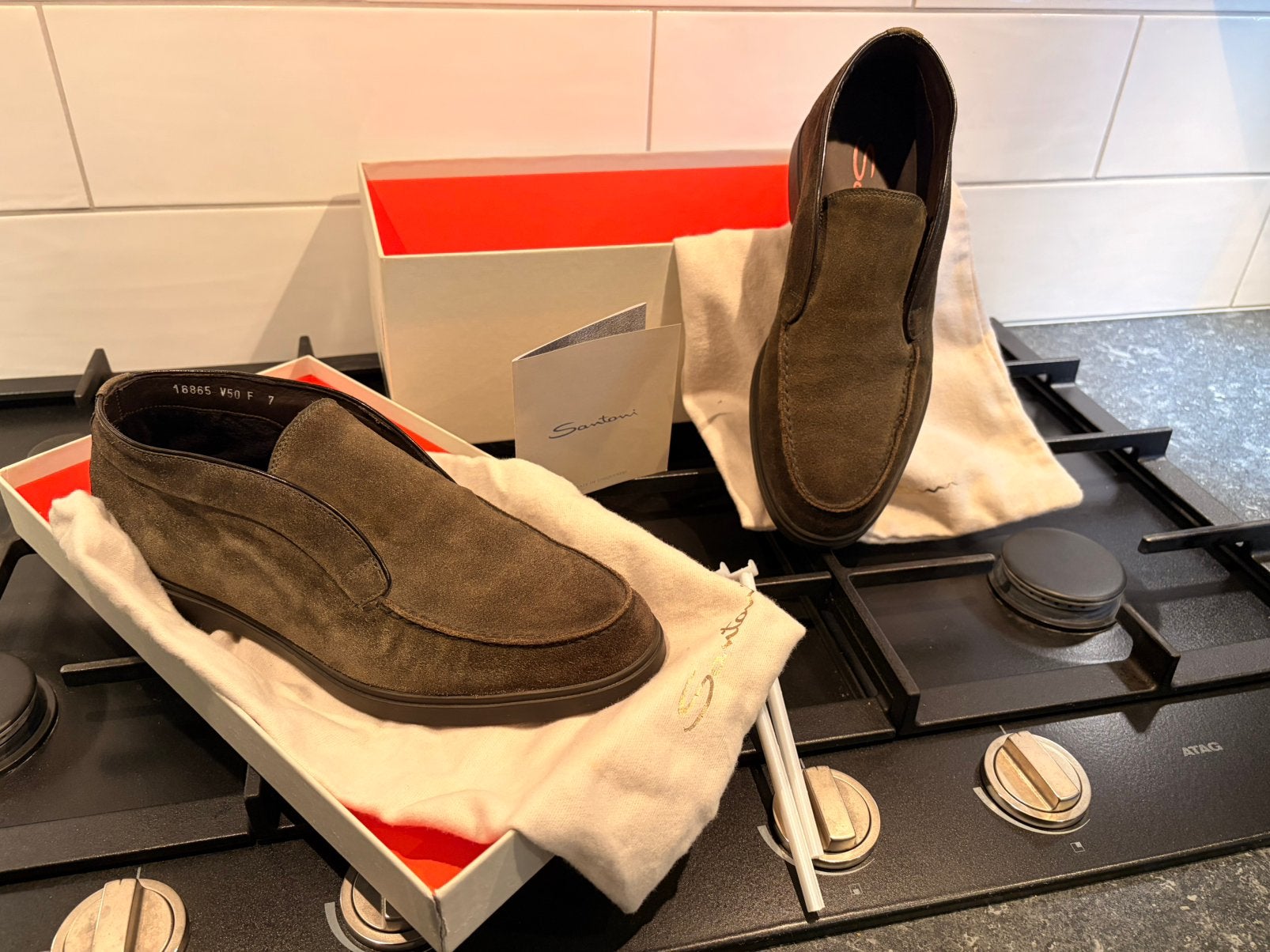 Santoni loafer instapper suede maat 41 maat 7 OPEN WALK NWST, Kleding | Heren, Schoenen, Loafers, Overige kleuren, Ophalen of Verzenden