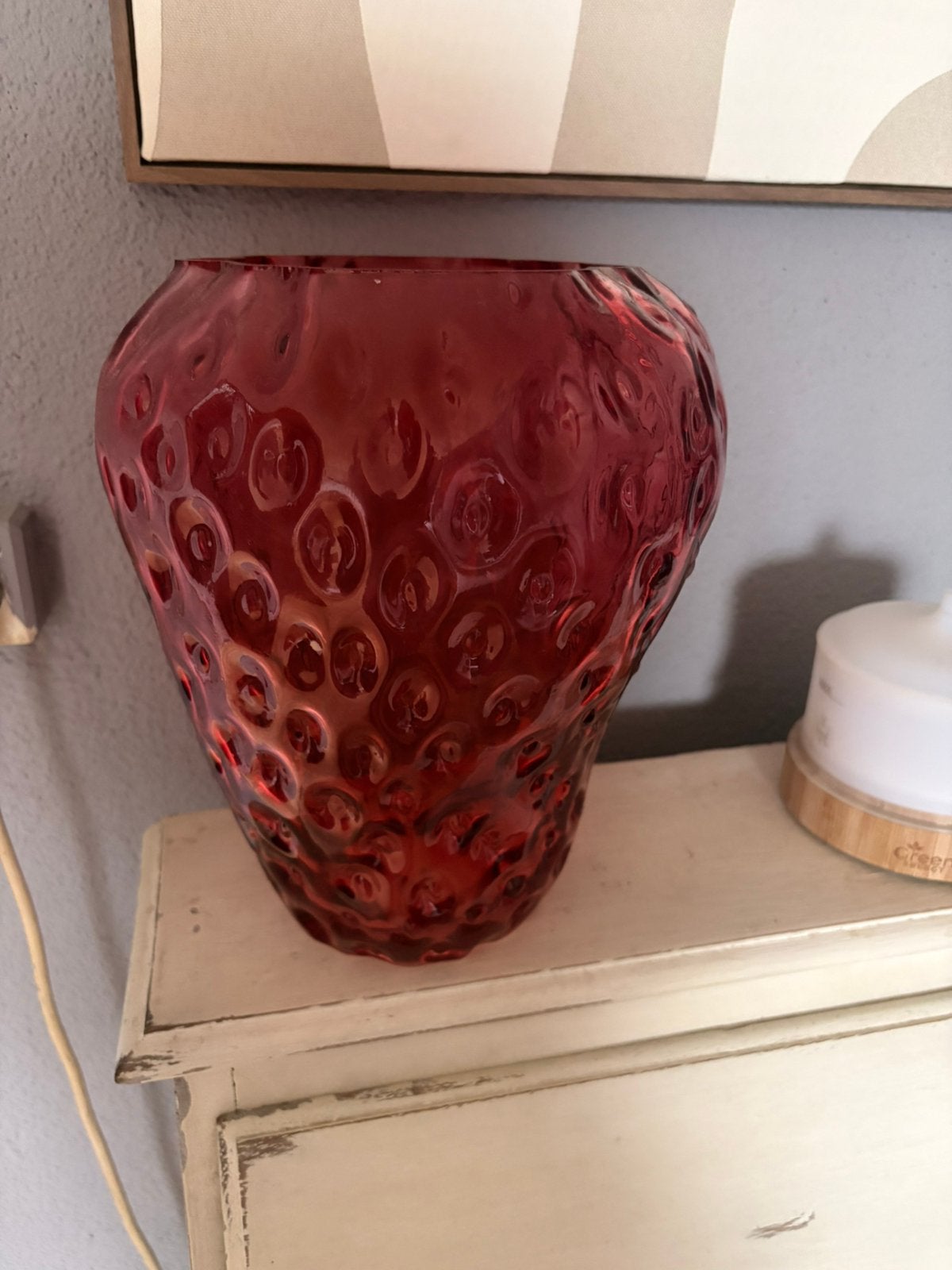 Grote XL glazen aarbeien vaas van Intratuin NIEUW, Ophalen of Verzenden, Nieuw, Rood, Glas