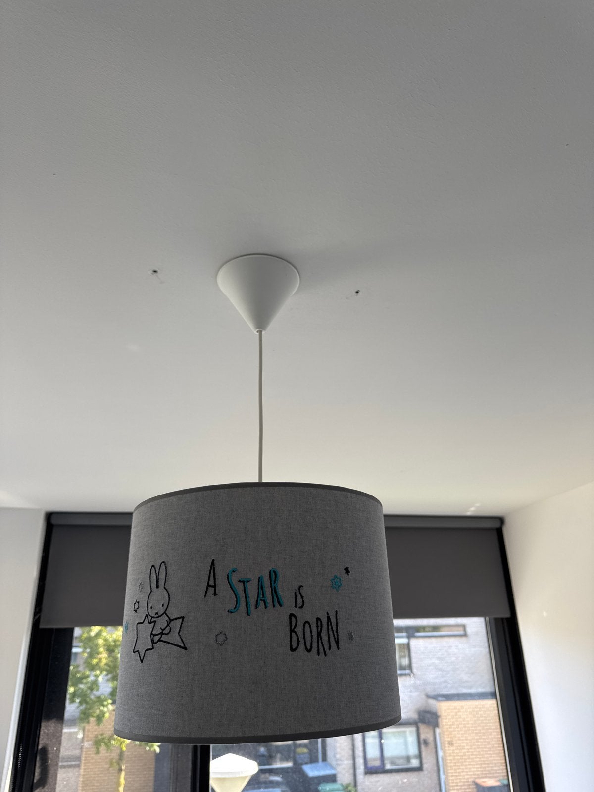Kinderlamp "A Star is Born" - Grijs met Konijn, Ophalen, Gebruikt, Textiel, E27 (groot)