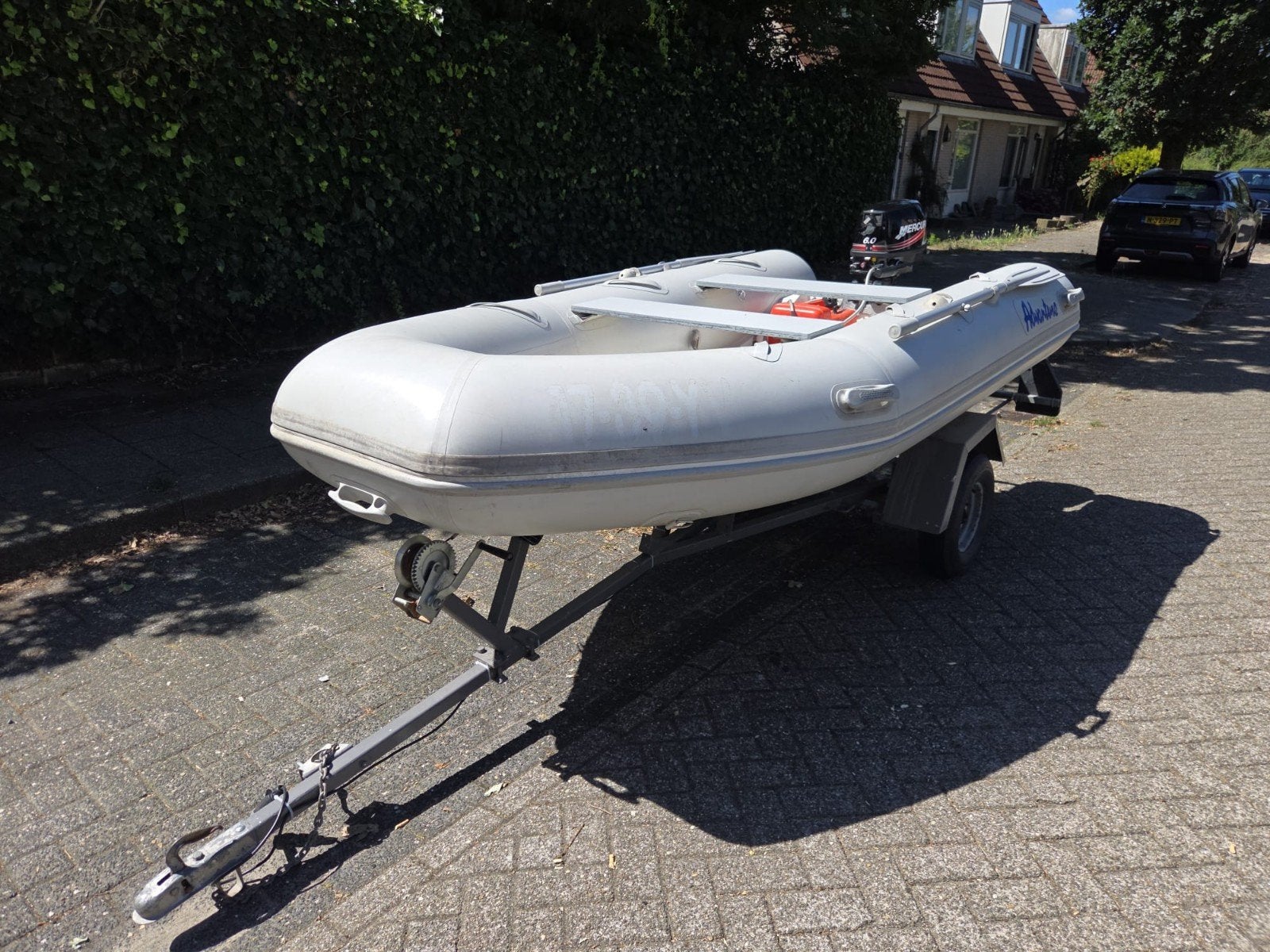 RIB rubberboot + trailer en Mercury 6.0 FourStroke, Ophalen of Verzenden, Buitenboordmotor, Brandstoftank, Mercury