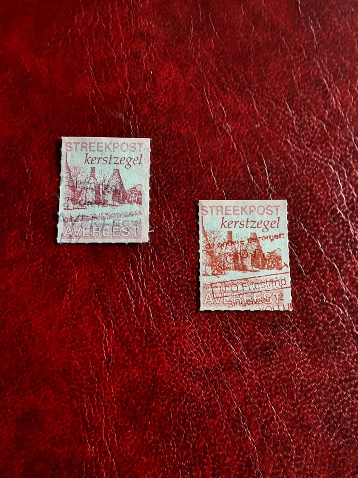 Streekpost Avereest. Kerstzegel Purper + Rood ( gest), Ophalen of Verzenden