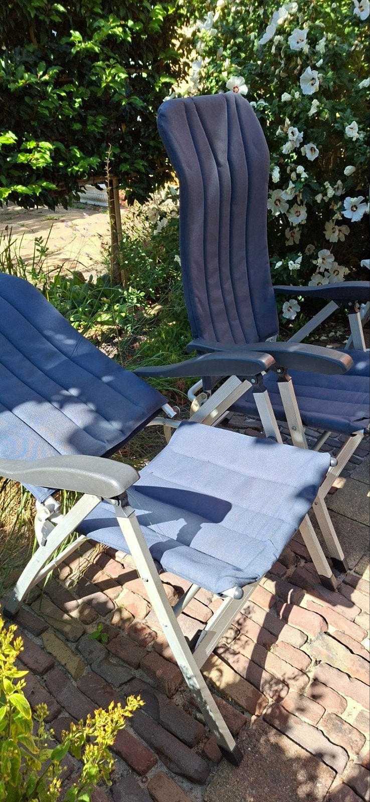 2 Vrijbuiter 2 obelink campingstoelen relax stoel 5 standen, Ophalen, Zo goed als nieuw, Aluminium, Verstelbaar