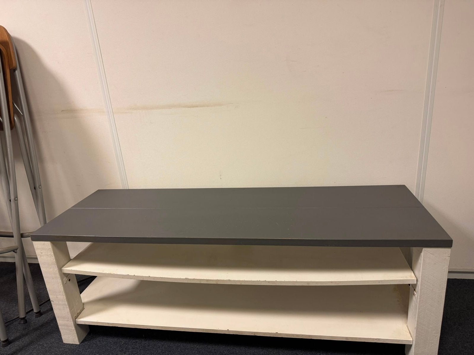TV-meubel/Salontafel met 2 planken - Grijs/Wit, Ophalen, Gebruikt, Grijs, Hout