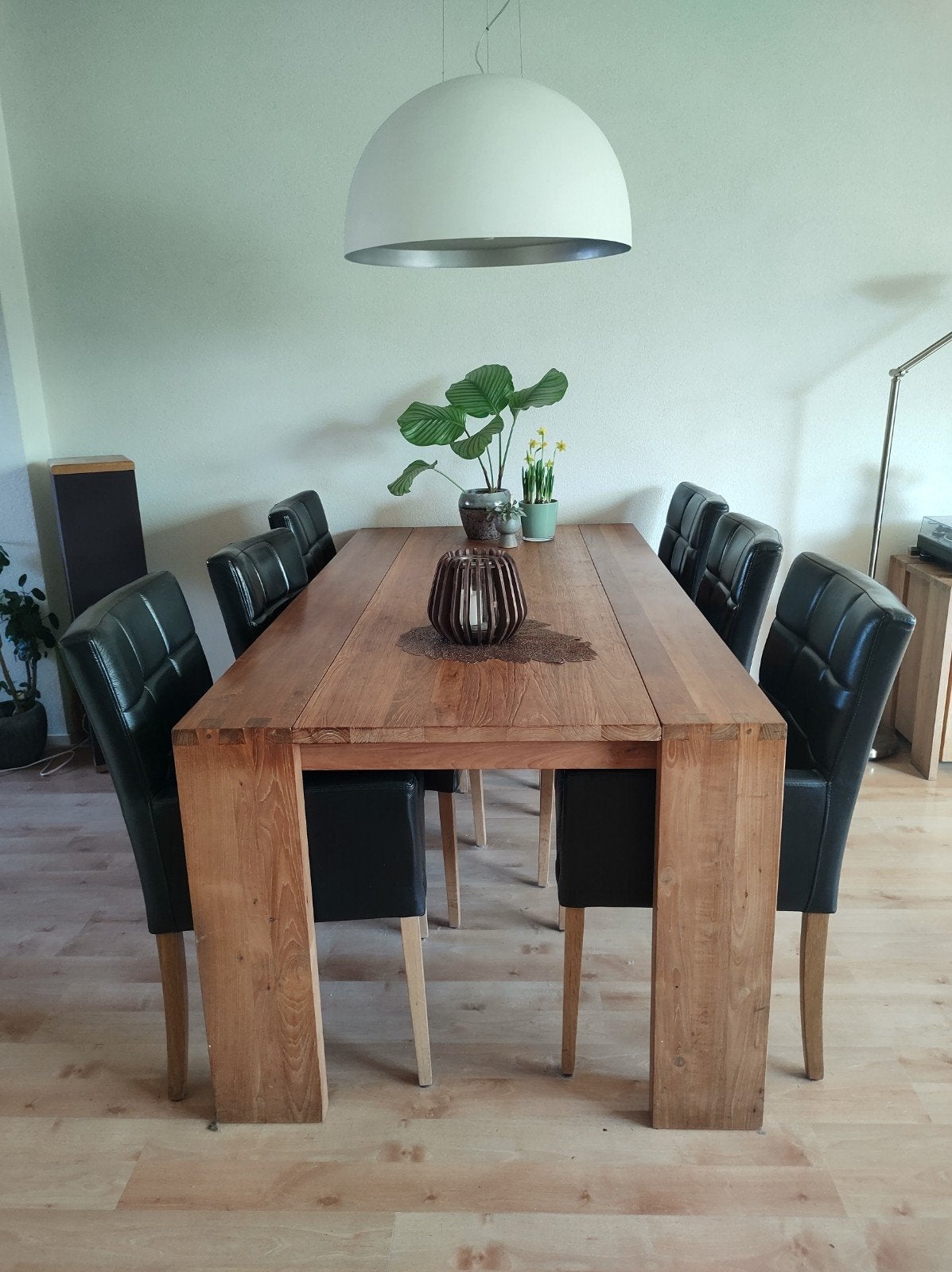 Eettafel teakhout met gladde en reliëf planken, Ophalen, 100 tot 150 cm, Teakhout, 200 cm of meer