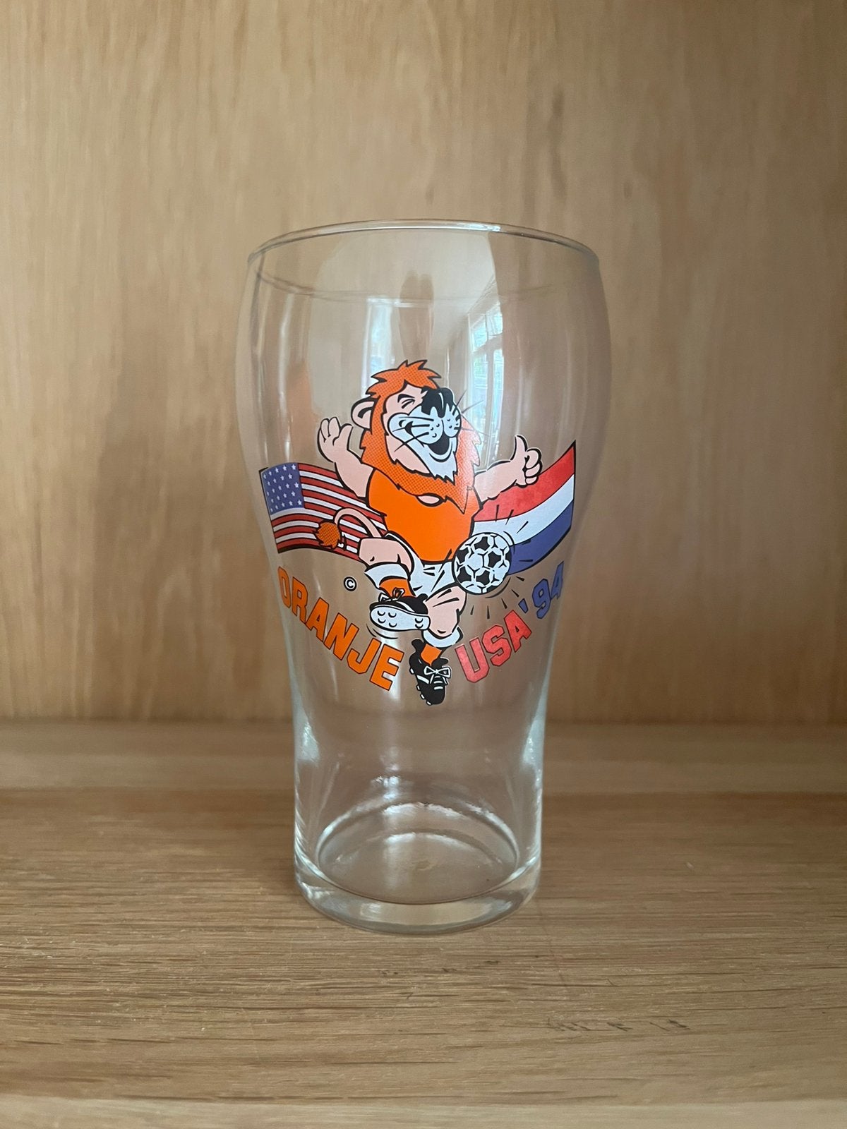 Vintage Oranje USA '94 verzamelglas (WK 1994), Verzamelen, Glas en Borrelglaasjes, Bierglas, ?, Zo goed als nieuw, ?
