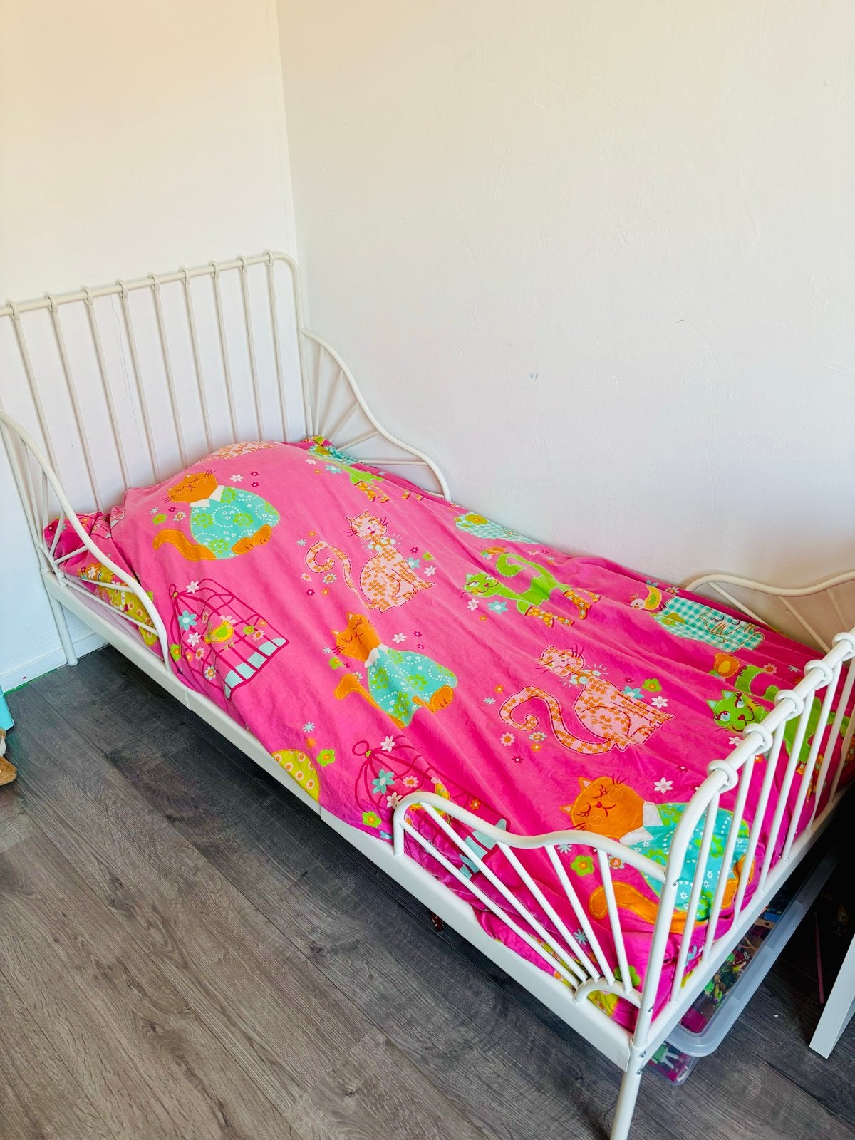 Ikea Minnen uitschuifbaar bed - wit, zo goed als nieuw, Ophalen, Zo goed als nieuw, 180 cm of meer, 70 tot 85 cm