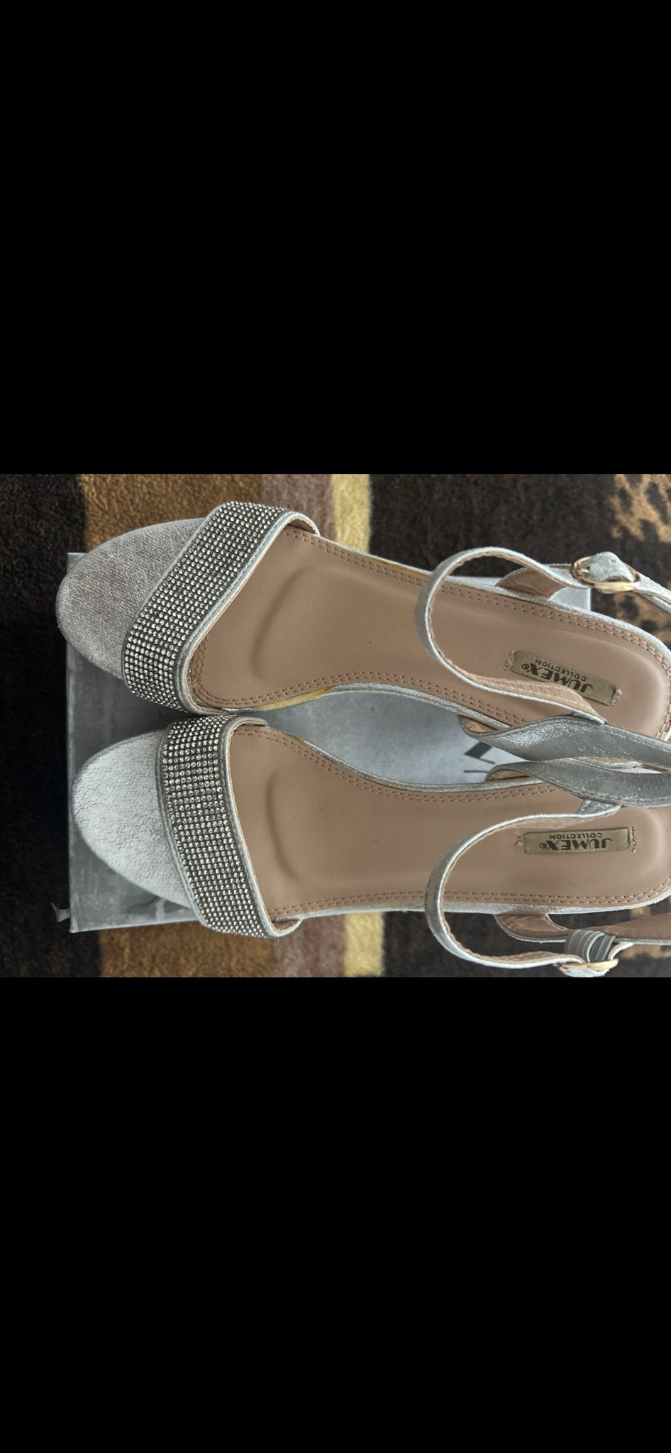 Zilveren sandalen met hak en strass - Maat 38, Ophalen of Verzenden, Zo goed als nieuw, Overige kleuren, Sandalen of Muiltjes