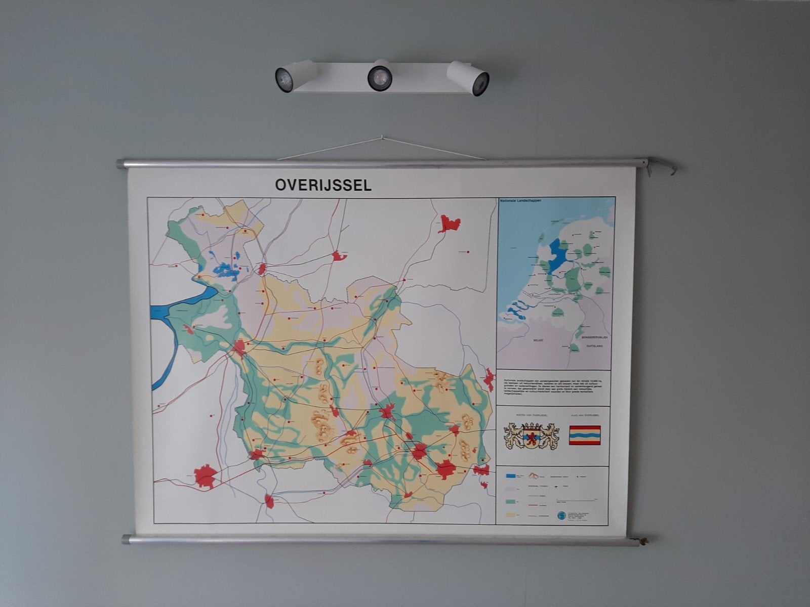 Vintage Schoolplaat Provincie Overijssel - Wandkaart, Ophalen of Verzenden, Aardrijkskunde