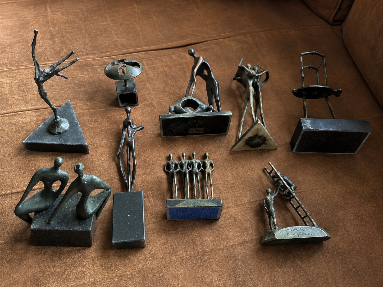 Prachtige set 8 bronzen beeldjes Corry Ammerlaan Artihove, Ophalen of Verzenden