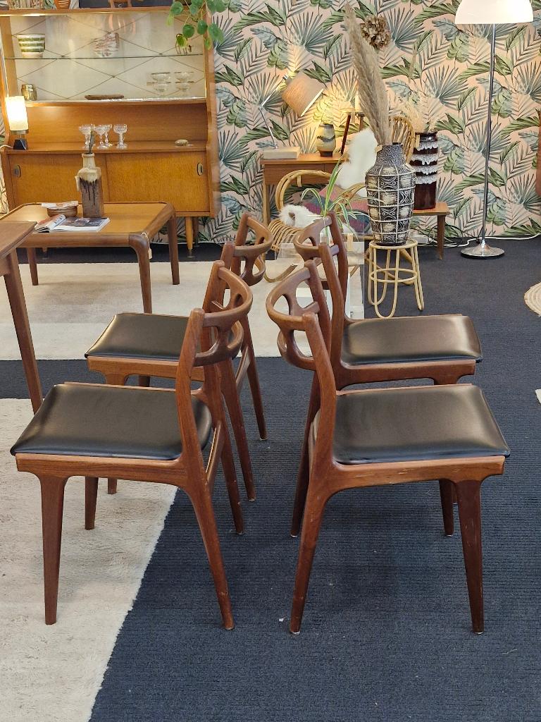 Set van 4 x eetkamerstoel Deens Design Andersen Uldum, Huis en Inrichting, Stoelen, Zo goed als nieuw, Vier, Zwart, Ophalen