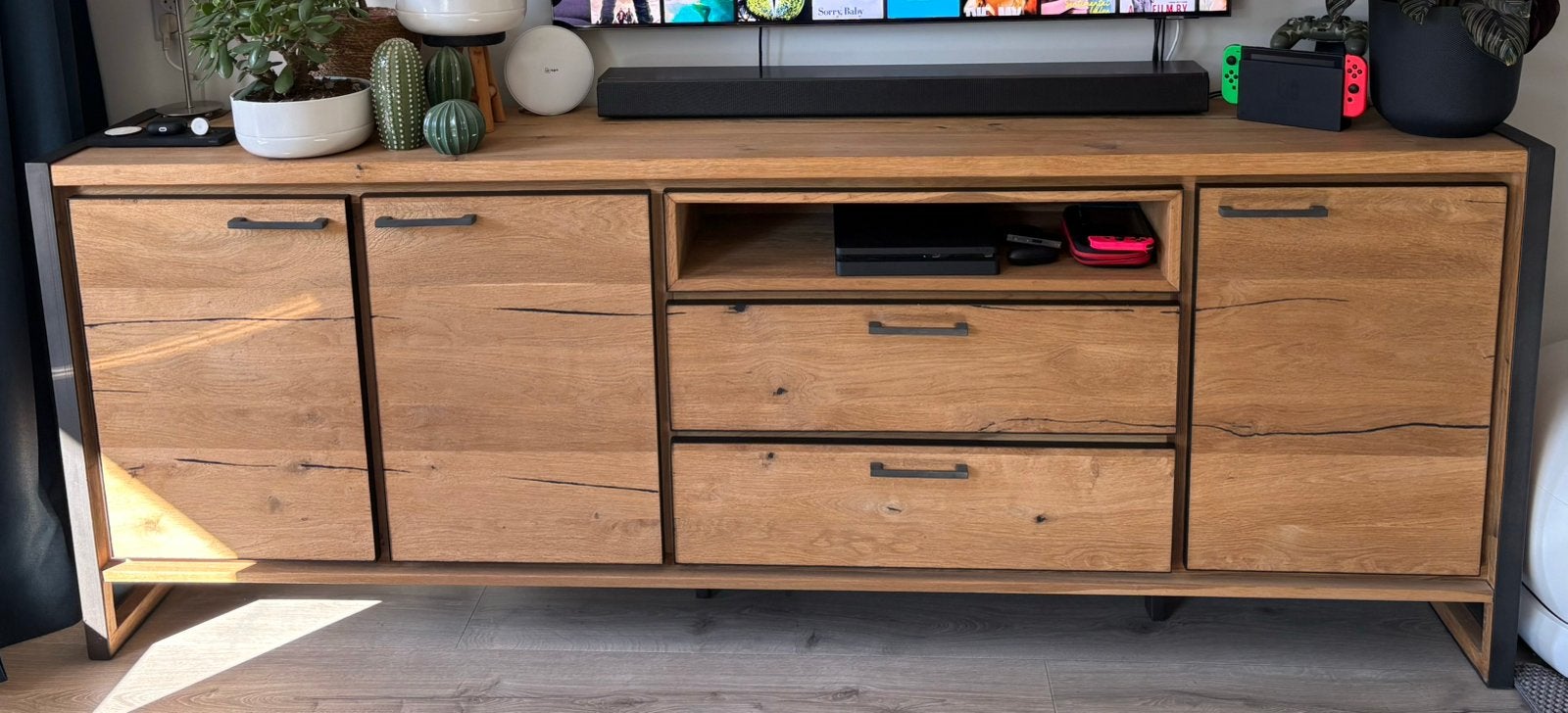 Metalo dressoir 240 cm (Henders & Hazel), Ophalen, Gebruikt, 200 cm of meer, Eikenhout