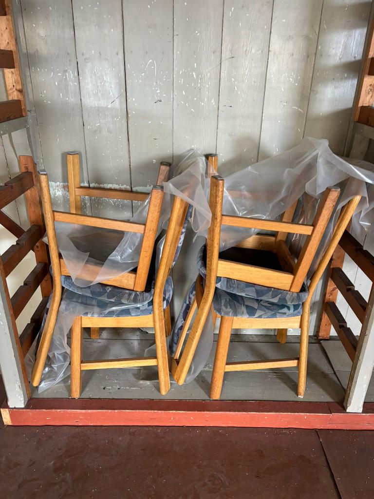 Zes eiken stoelen met stoffen bekleding, Ophalen, Gebruikt, Overige kleuren, Vijf, Zes of meer stoelen