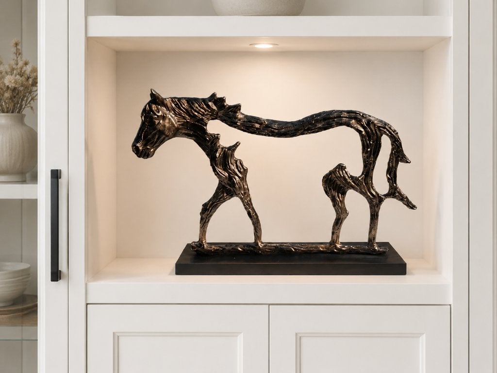 aluminium beeld / PAARD / 59 cm breed, Ophalen of Verzenden, Beeld