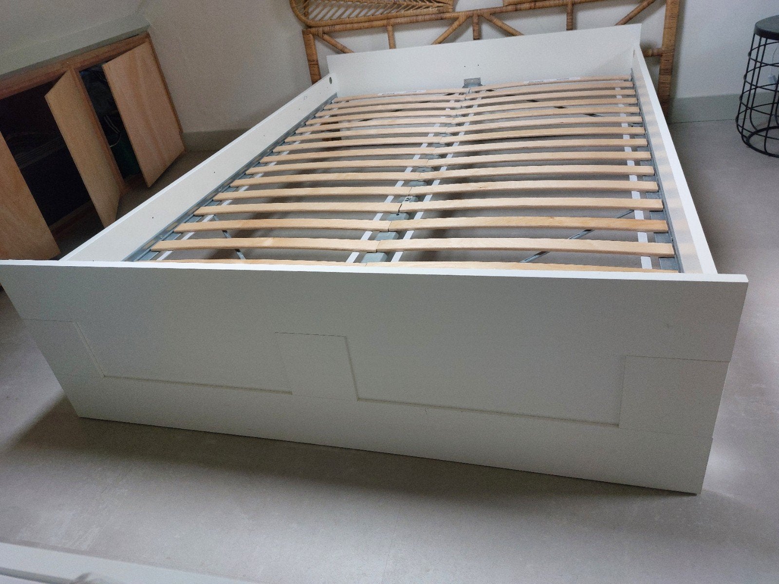Ikea Brimnes bedframe 140x200cm met lattenbodem, Huis en Inrichting, Ophalen, Gebruikt, Wit, Tweepersoons