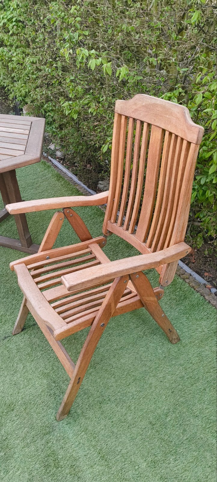 Select Garden Teakhouten Tuinstoel - Verstelbaar., Ophalen, Gebruikt, Teakhout, Inklapbaar